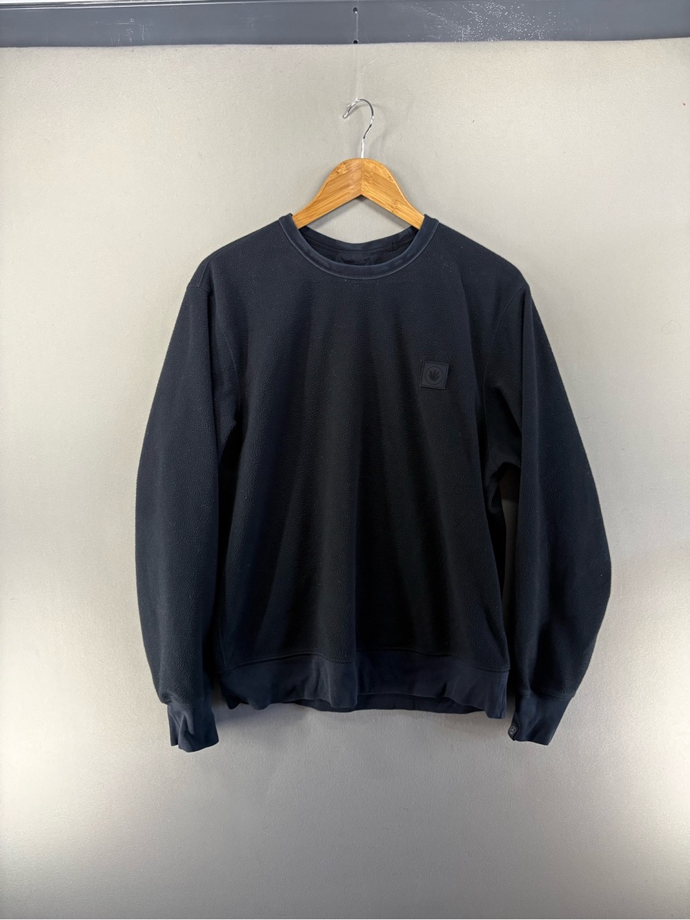 Rag and Bone Melton Fleece Sweatshirt Men Pullover M Black Polar Rib Knit